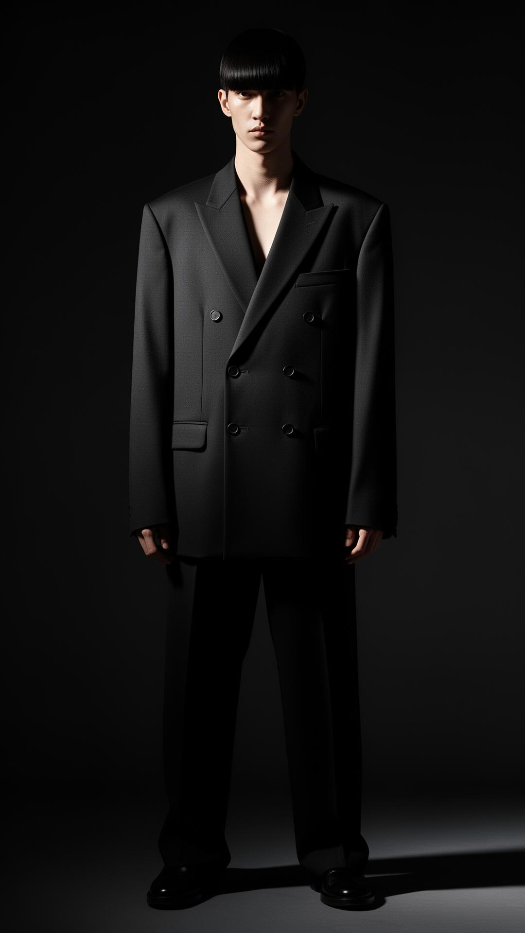 Modelo vestindo blazer preto oversized